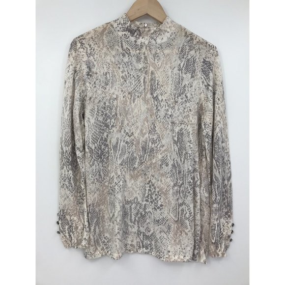 Chico's Mock Neck Zip Back Snake Print Knit Sweater Top Size 2 (12) - Picture 1 of 7